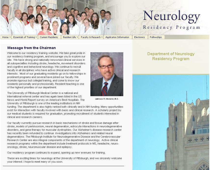 Residency Program at the University of Pittsburgh, School of Medicine, Department of Neurology